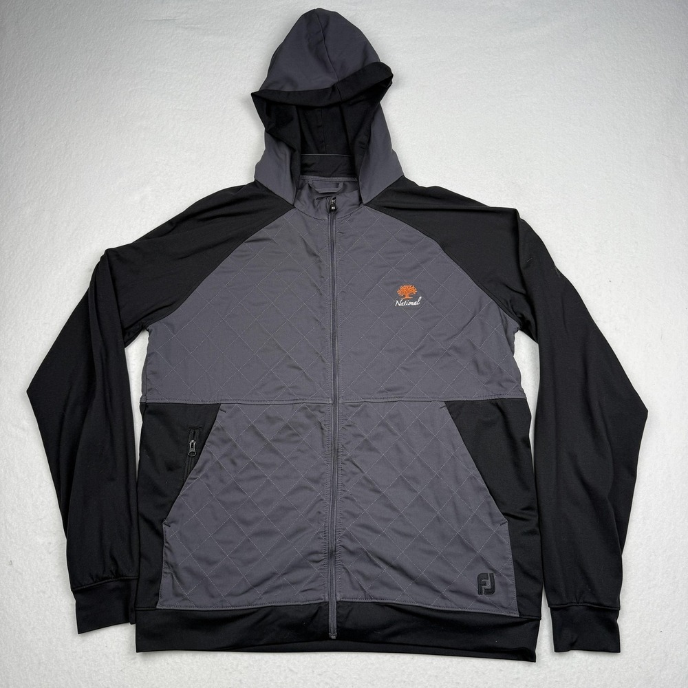 FootJoy Jacket Mens Medium Gray Hooded Full Zip Golf Oak Tree National